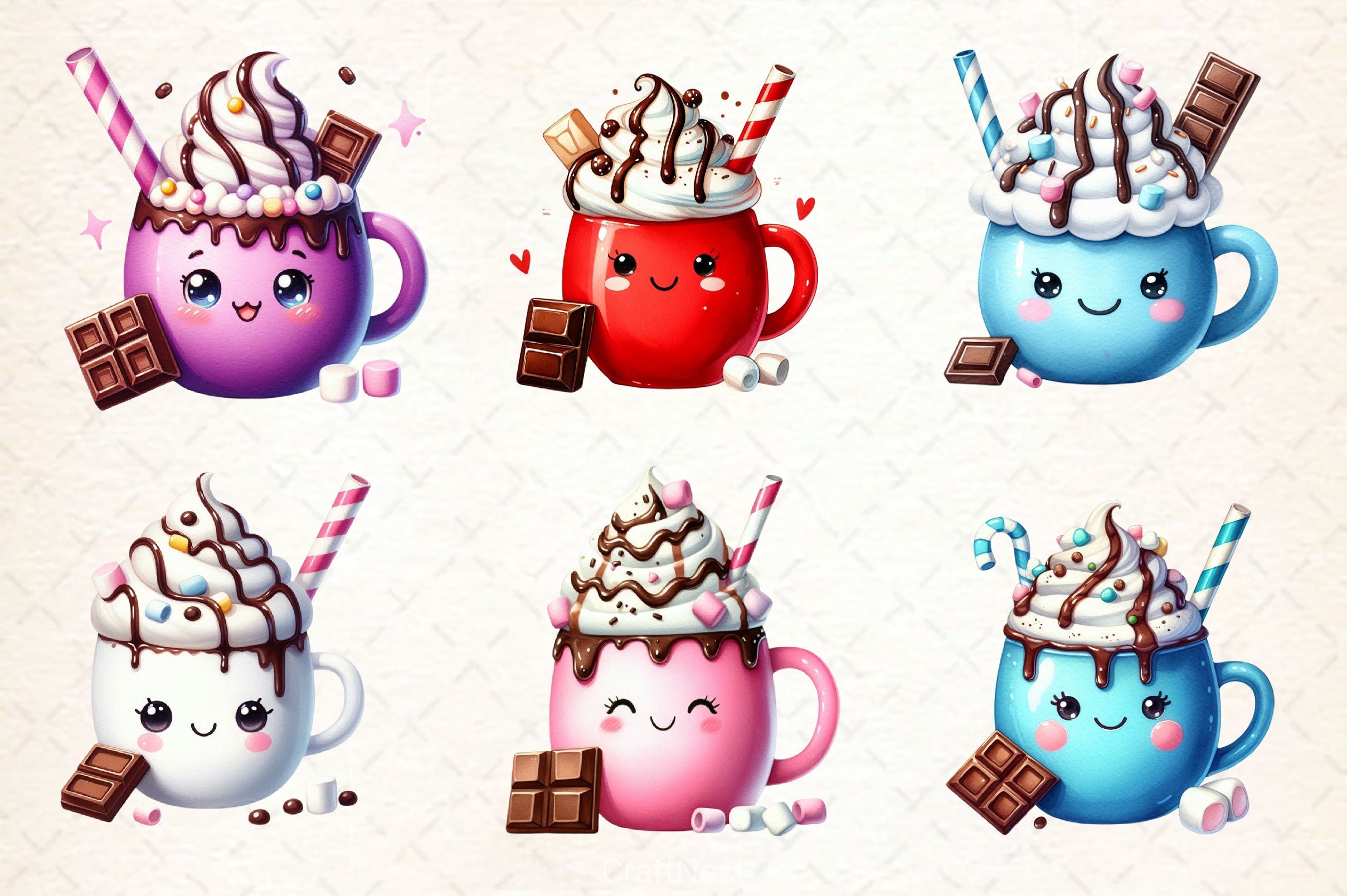 Cute Hot Cocoa Clipart Bundle 2 - CraftNest - Digital Crafting and Art