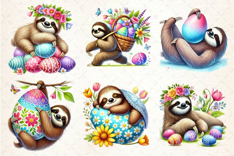 Easter Sloth Clipart Bundle 2 - CraftNest - Digital Crafting and Art