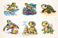 Summer Turtle Clipart Bundle 2 - CraftNest - Digital Crafting and Art