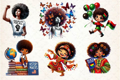 Black History Month Afro Girl Clipart Bundle 2 - CraftNest - Digital Crafting and Art