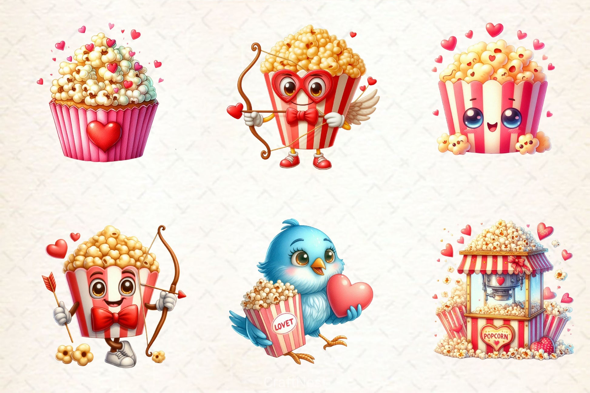 Valentine Popcorn Clipart Bundle 2 - CraftNest - Digital Crafting and Art