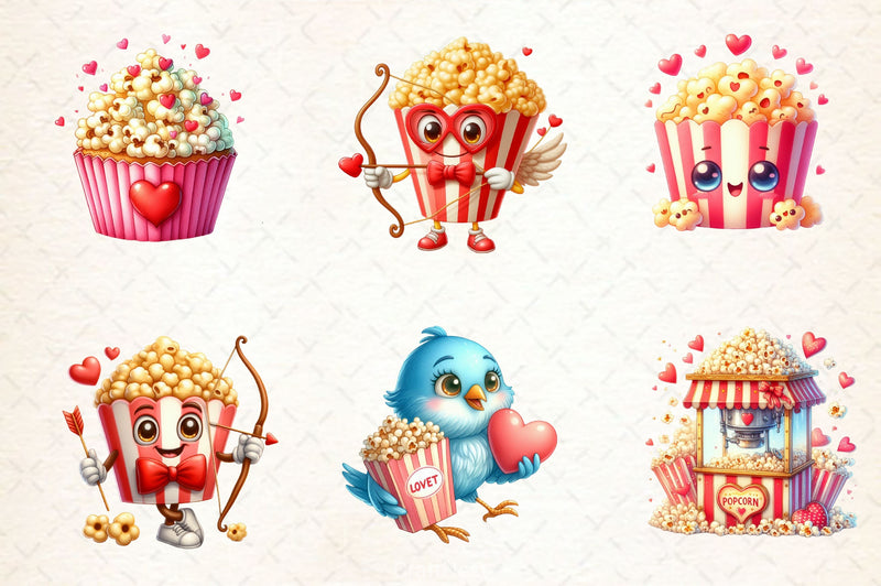 Valentine Popcorn Clipart Bundle 2 - CraftNest - Digital Crafting and Art
