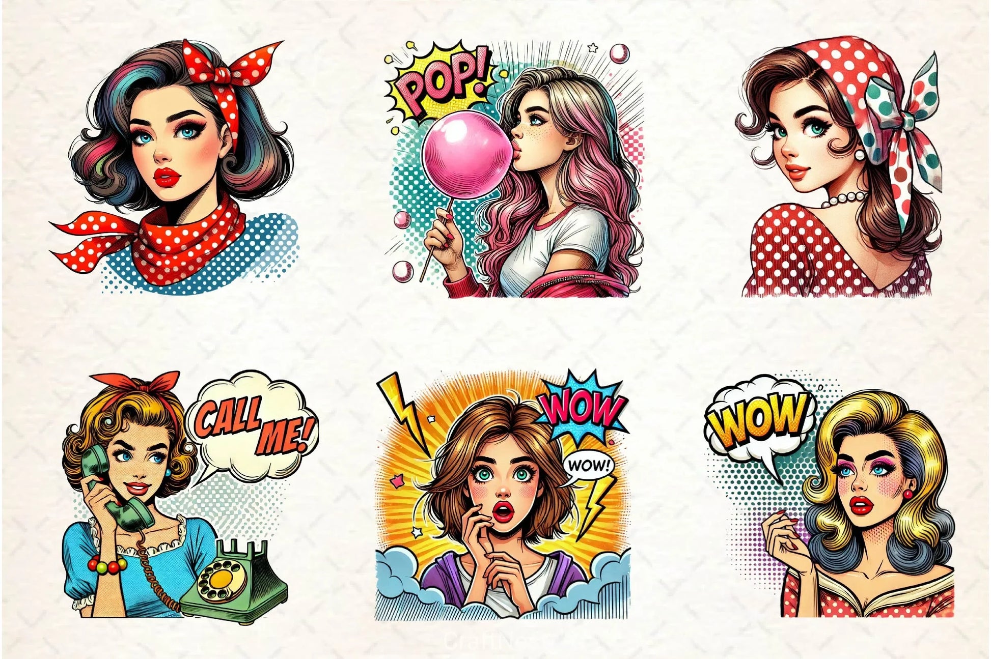 Pop Art Girl Clipart Bundle 2 - CraftNest - Digital Crafting and Art