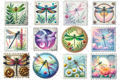 Dragonfly Postage Stamps Clipart Bundle - CraftNest - Digital Crafting and Art
