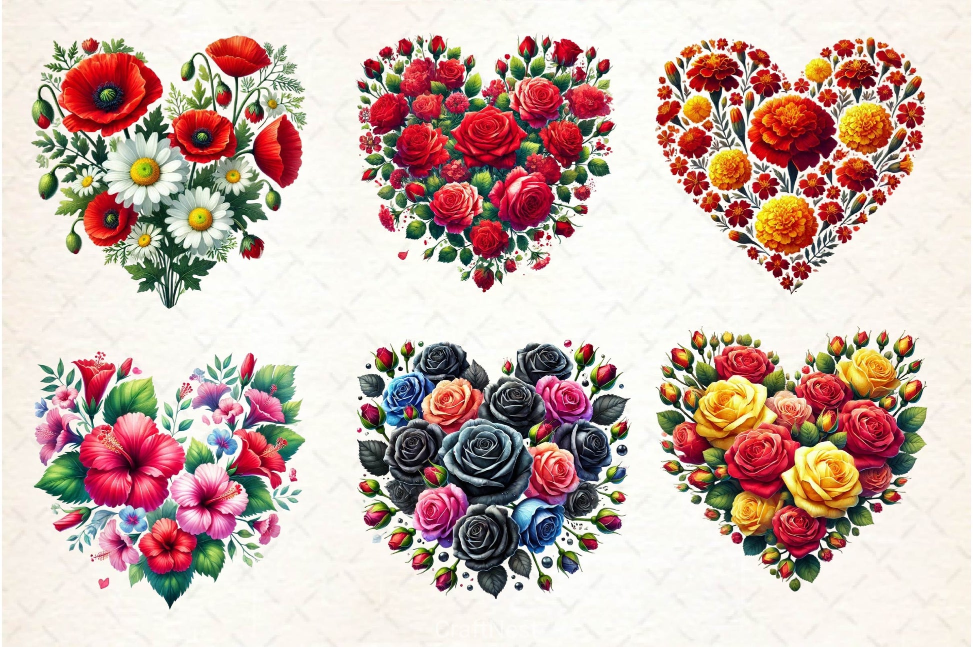 Valentine Floral Heart Clipart Bundle - CraftNest - Digital Crafting and Art