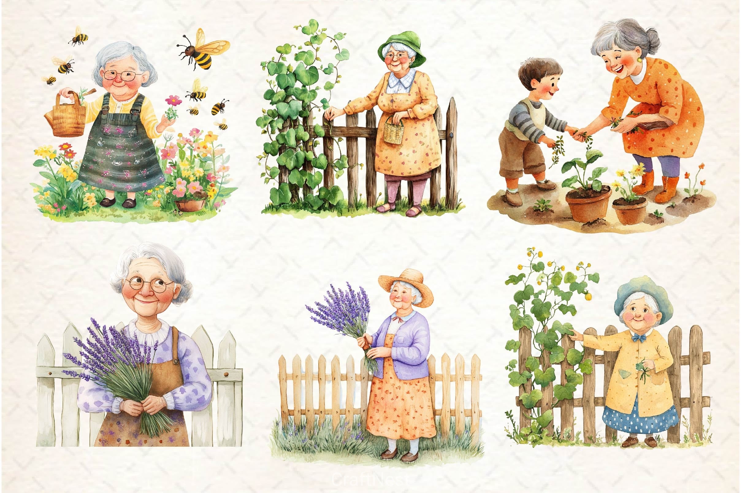 Gardening Grandma Clipart Bundle 3 - CraftNest - Digital Crafting and Art