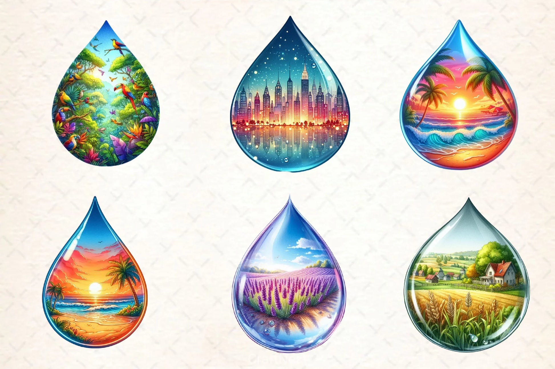 Landscape Water Droplet Clipart Bundle 2 - CraftNest - Digital Crafting and Art
