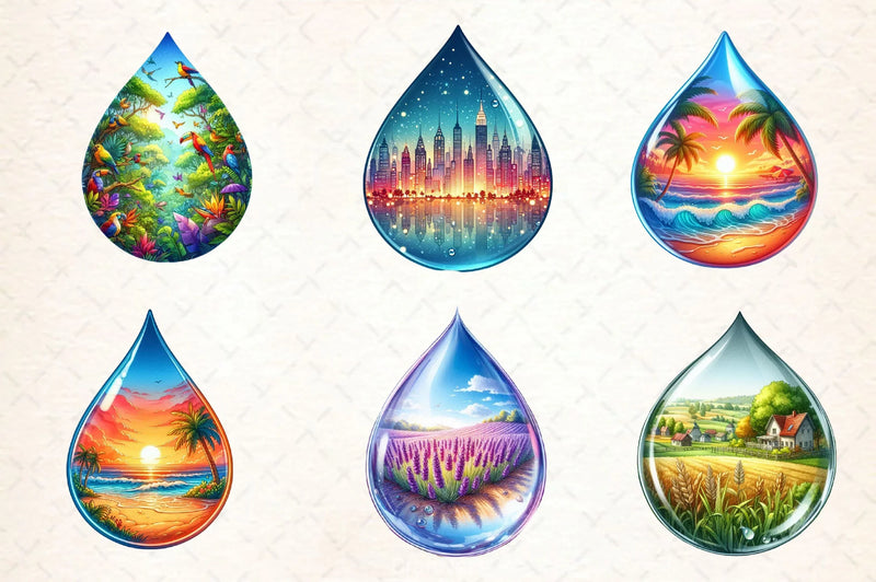 Landscape Water Droplet Clipart Bundle 2 - CraftNest - Digital Crafting and Art