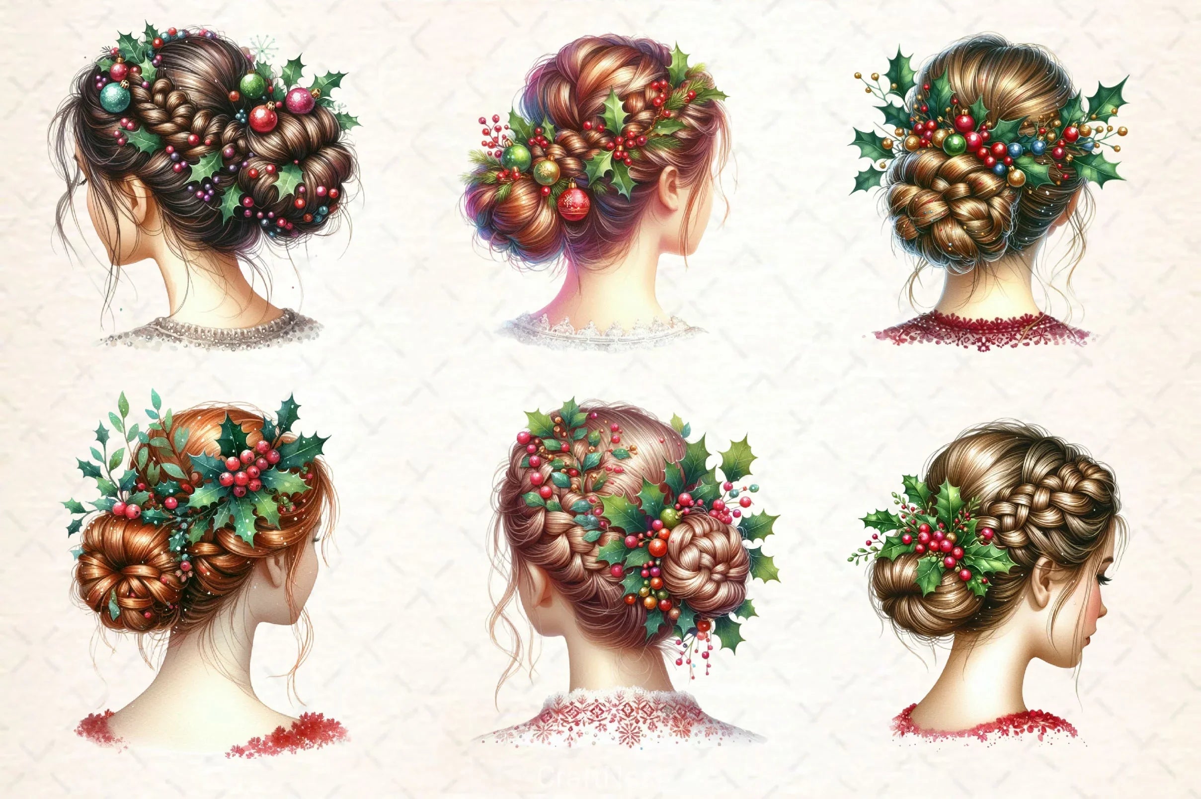 Hair Girl Christmas Clipart Bundle - CraftNest - Digital Crafting and Art