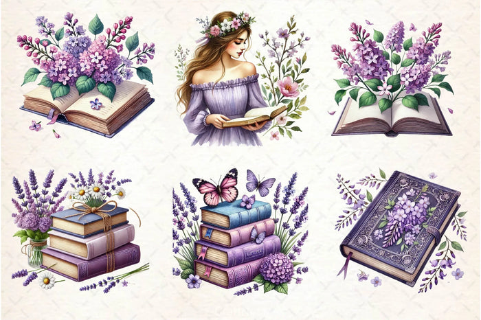 Spring Books Sign Spring Books Clipart Bundle