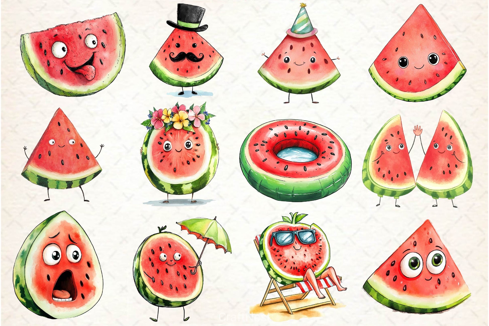 Summer Watermelon Clipart Bundle 6 - CraftNest - Digital Crafting and Art