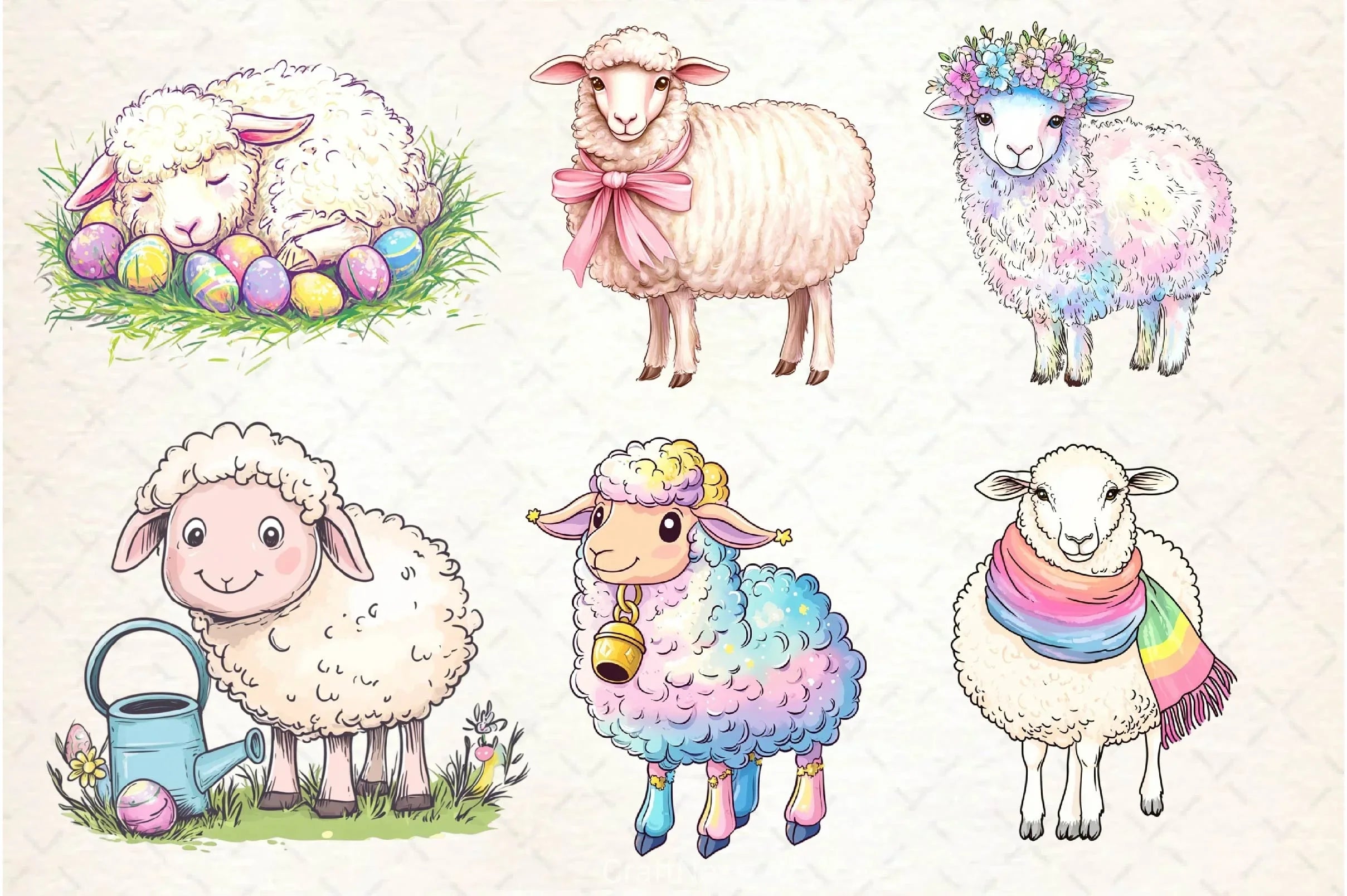 Sheep Easter Clipart Bundle - CraftNest - Digital Crafting and Art