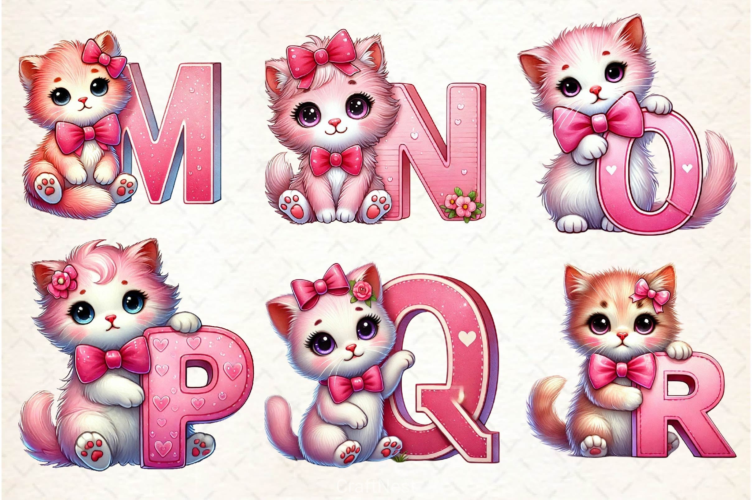 Valentine Cats Alphabet Clipart Bundle - CraftNest - Digital Crafting and Art
