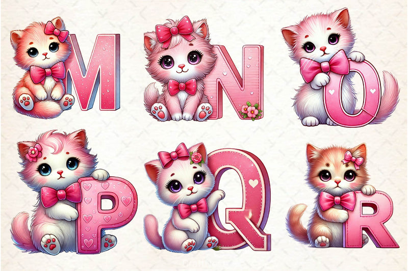 Valentine Cats Alphabet Clipart Bundle - CraftNest - Digital Crafting and Art