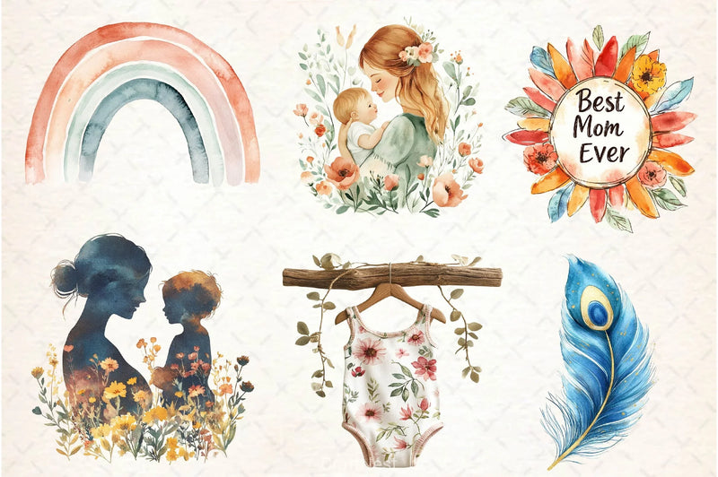 Boho Mothers Day Clipart Bundle 2 - CraftNest - Digital Crafting and Art