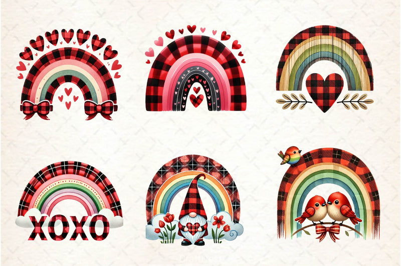 Buffalo Plaid Valentine's Rainbow Clipart Bundle - CraftNest - Digital Crafting and Art