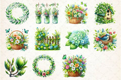 Green Blossom Spring Clipart Bundle 2 - CraftNest - Digital Crafting and Art