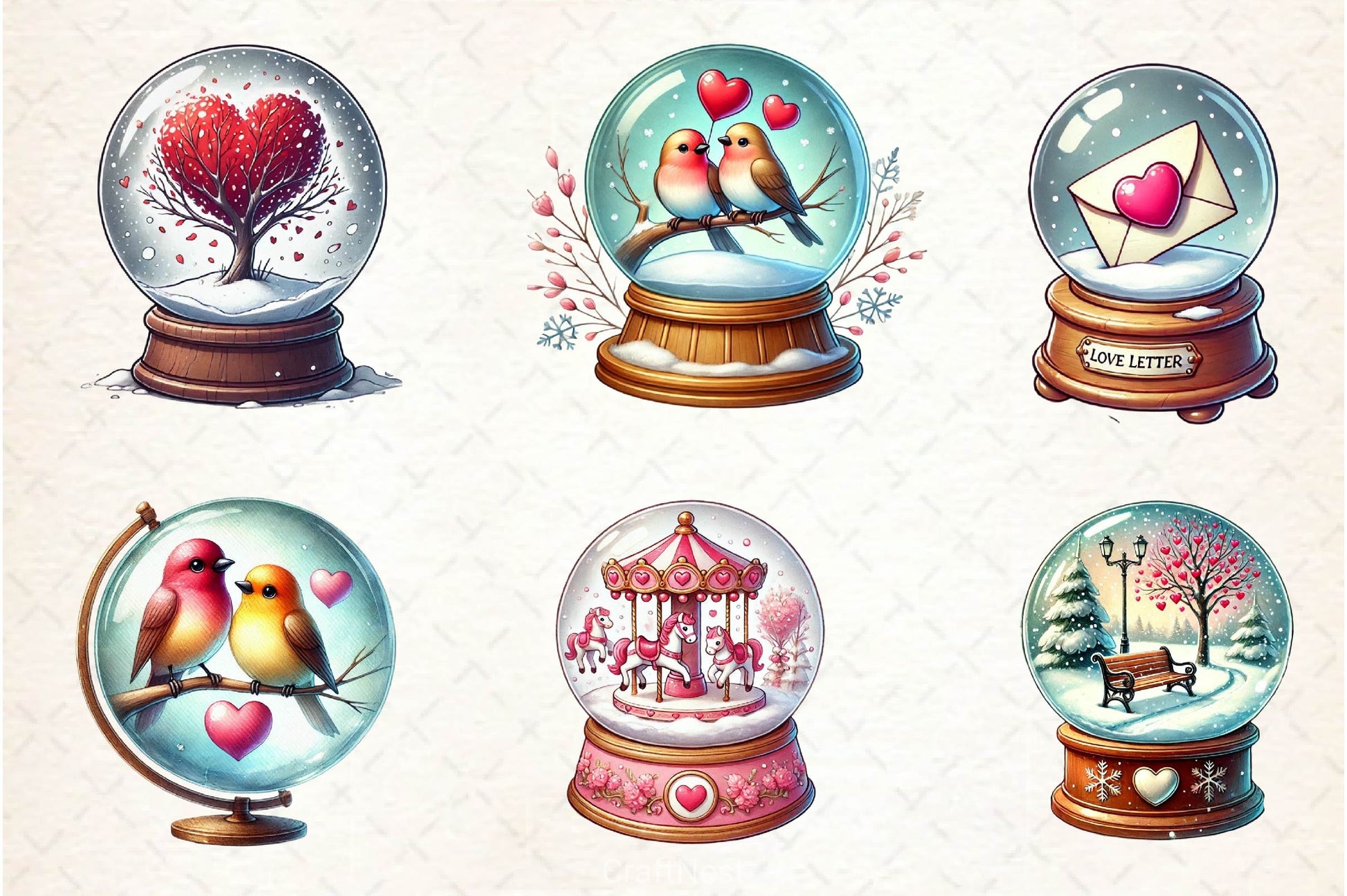 Valentines Day Snow Globe Clipart Bundle - CraftNest - Digital Crafting and Art