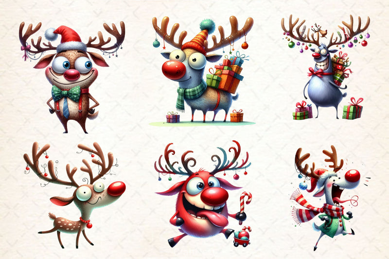 Funny Christmas Deer Clipart Bundle 2 - CraftNest - Digital Crafting and Art