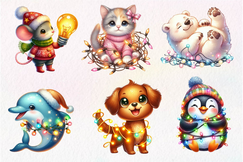 Christmas Light Animal Clipart Bundle 2 - CraftNest - Digital Crafting and Art