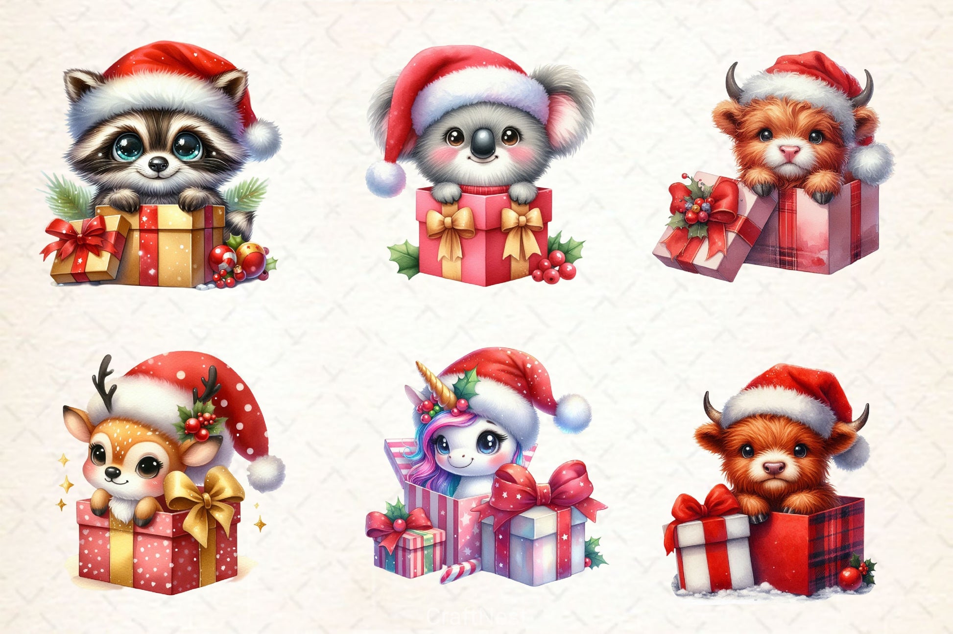 Christmas Animals Gift Box Clipart Bundle - CraftNest - Digital Crafting and Art