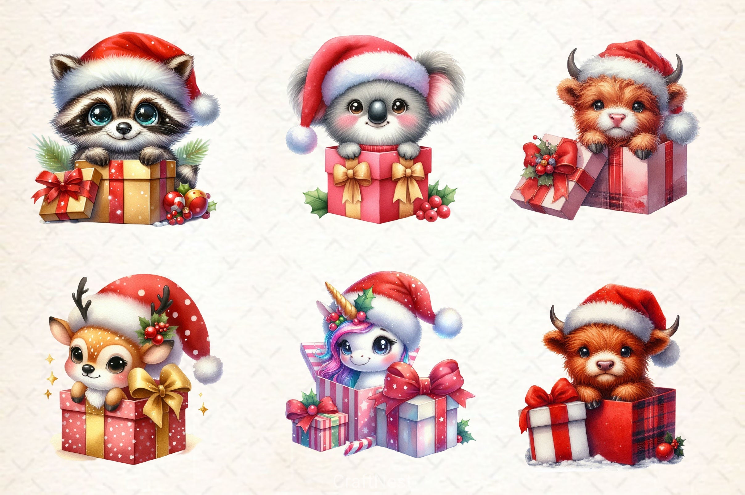 Christmas Animals Gift Box Clipart Bundle - CraftNest - Digital Crafting and Art