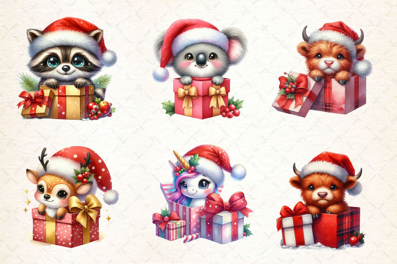 Christmas Animals Gift Box Clipart Bundle - CraftNest - Digital Crafting and Art