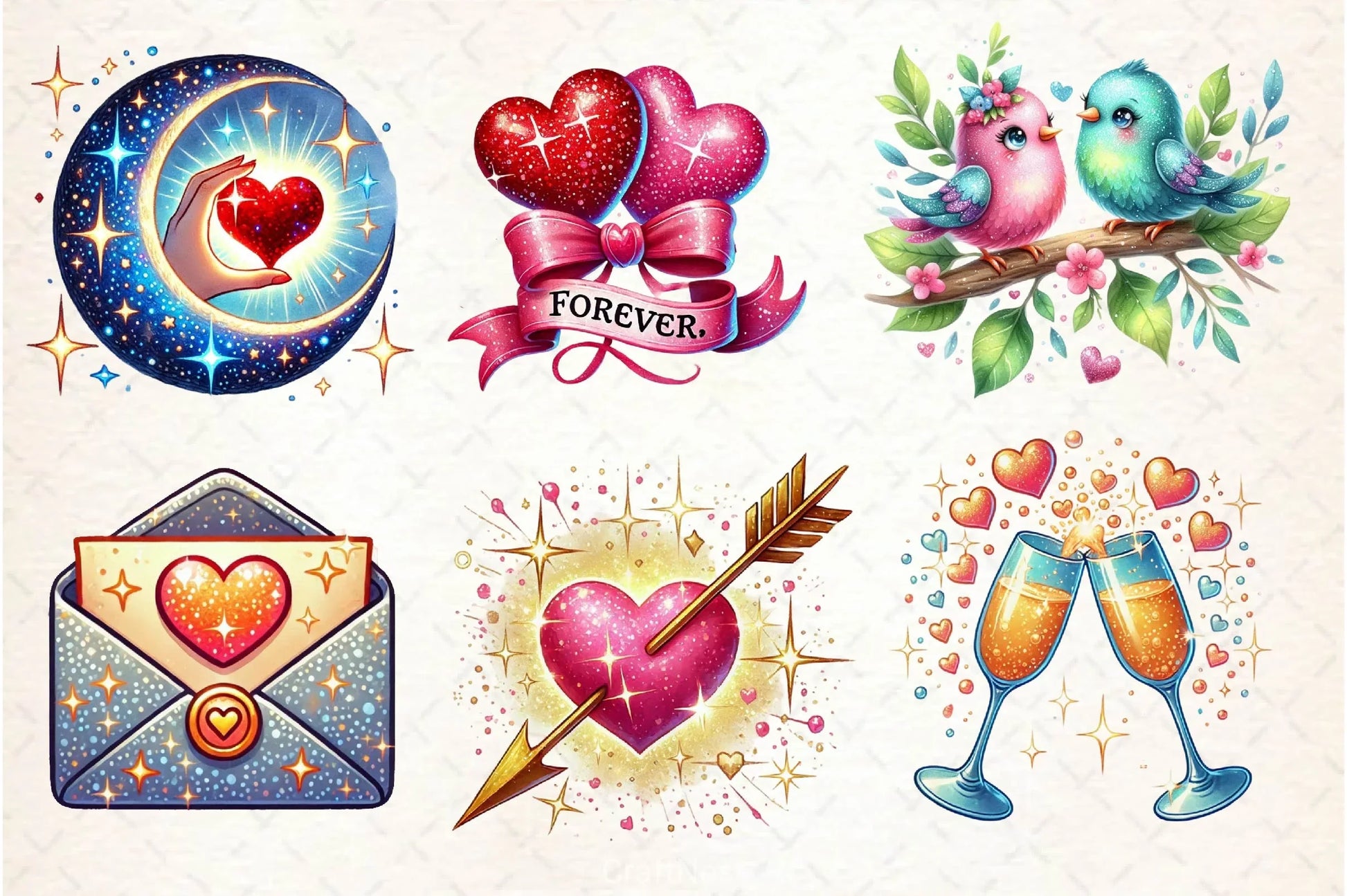 Glittery Valentine Clipart Bundle 3 - CraftNest - Digital Crafting and Art