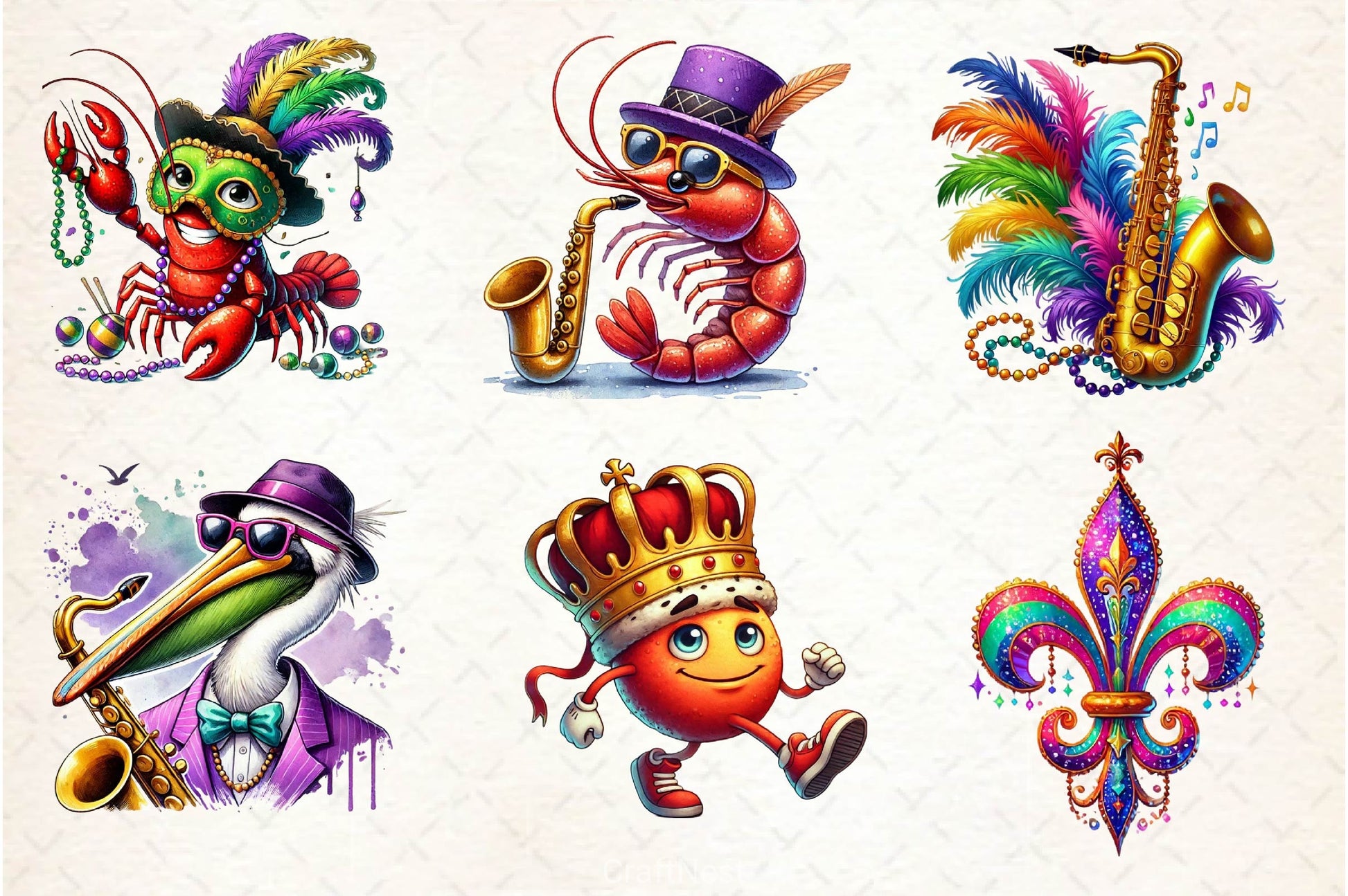 Funny Mardi Gras Clipart Bundle 2 - CraftNest - Digital Crafting and Art