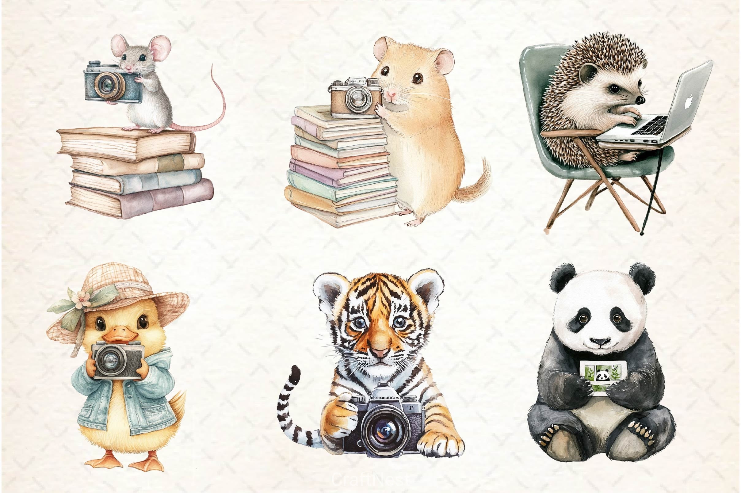 Cute Animals Photographer Clipart Bundle 2 - CraftNest - Digital Crafting and Art