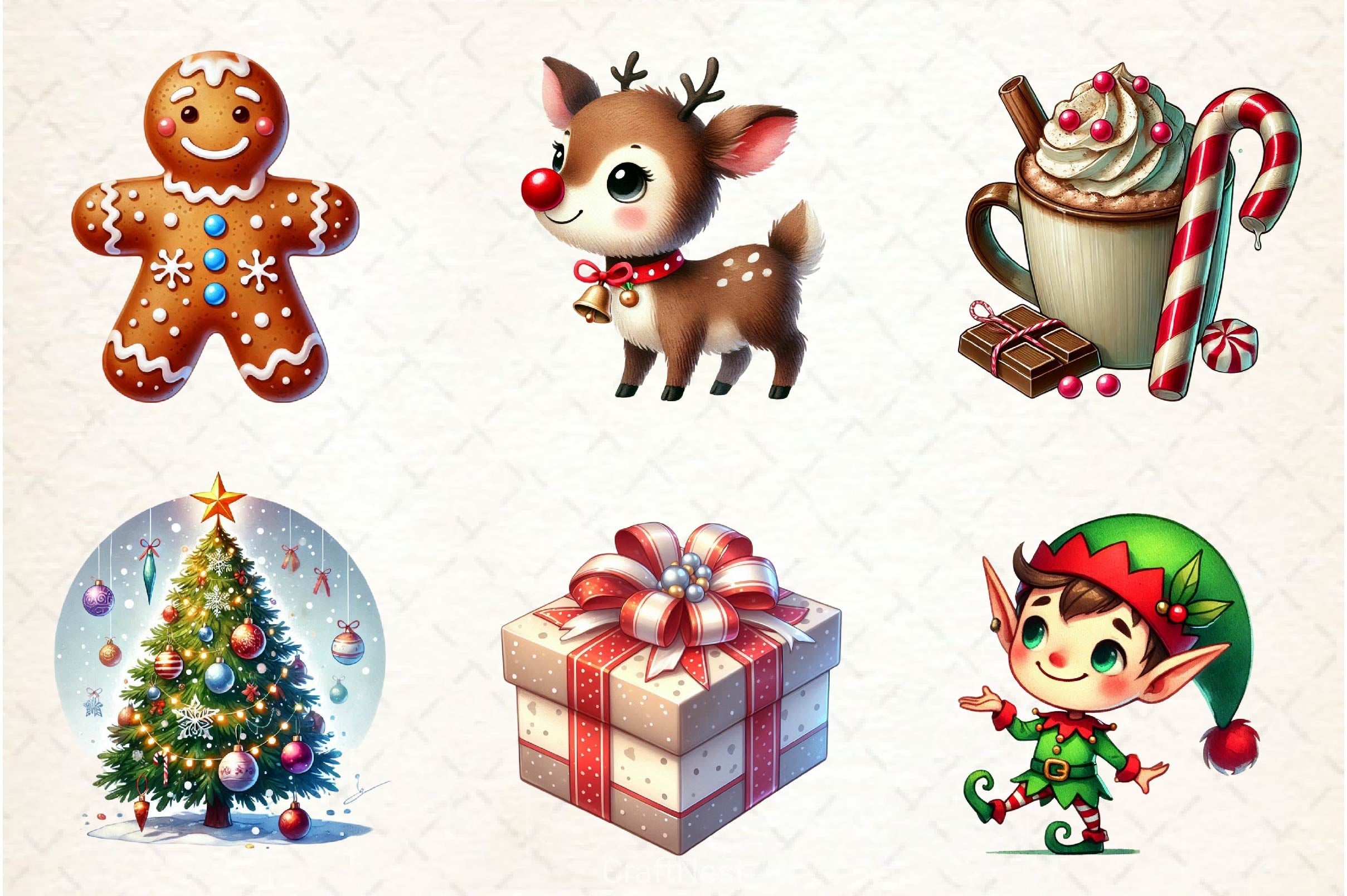 Hand Drawn Cartoon Christmas Clipart Bundle 2 - CraftNest - Digital Crafting and Art