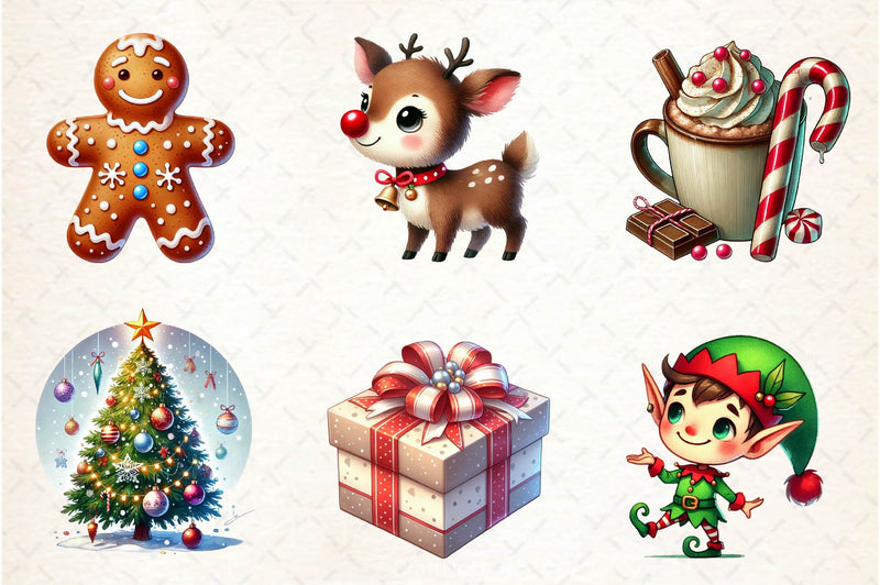 Hand Drawn Cartoon Christmas Clipart Bundle 2 - CraftNest - Digital Crafting and Art