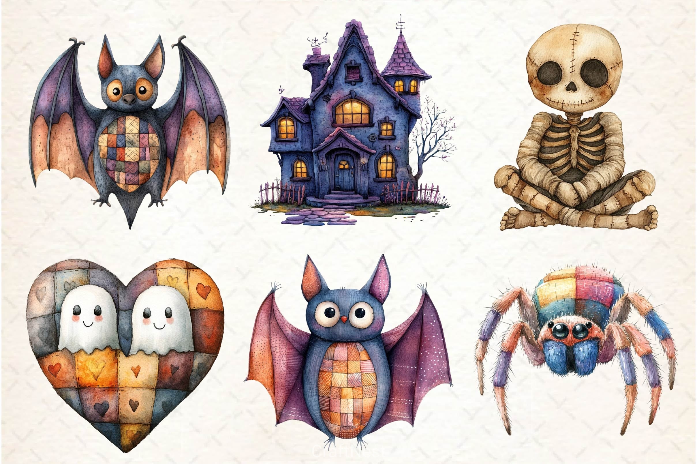 Patchwork Style Halloween Clipart Bundle - CraftNest - Digital Crafting and Art