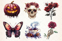 Burgundy Halloween Clipart Bundle 2 - CraftNest - Digital Crafting and Art