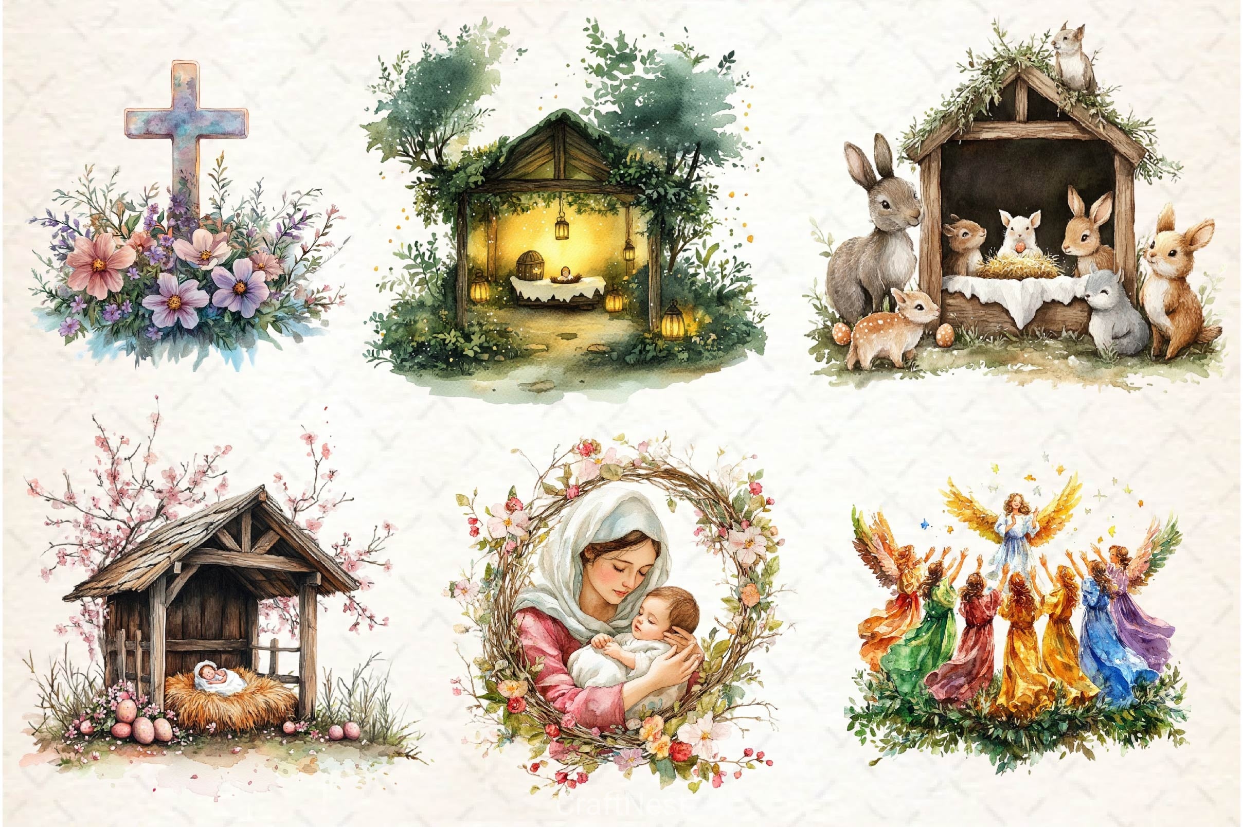 Easter Nativity Scene Clipart Bundle 2 - CraftNest - Digital Crafting and Art