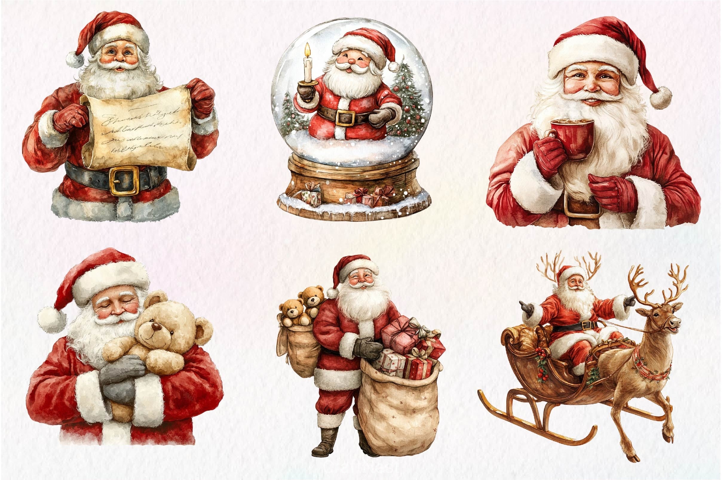 Vintage Santa Claus Clipart Bundle - CraftNest - Digital Crafting and Art