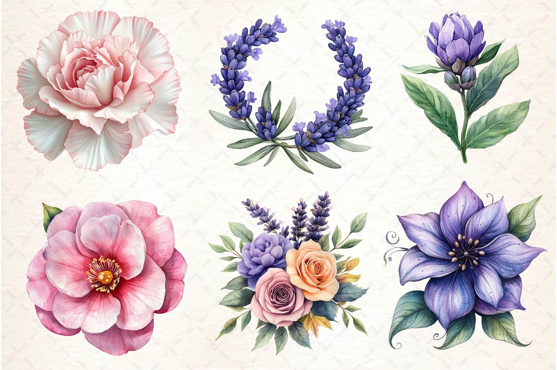 Lavender Pink Flowers Clipart Bundle - CraftNest - Digital Crafting and Art