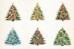 Quilted Christmas Tree Border Clipart Bundle 2 - CraftNest - Digital Crafting and Art