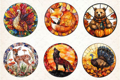 Stained Glass Autumn Animals Clipart Bundle - CraftNest - Digital Crafting and Art