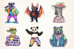 Funky Dressed Up Animals Clipart Bundle 2 - CraftNest - Digital Crafting and Art