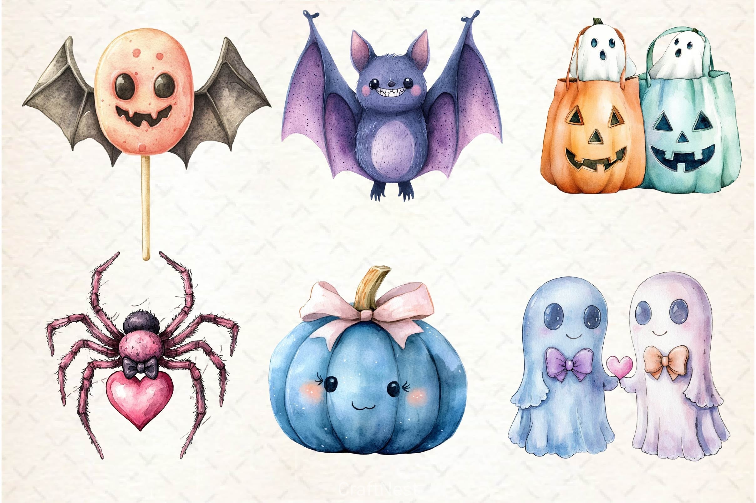 Pastel Halloween Clipart Bundle 5 - CraftNest - Digital Crafting and Art