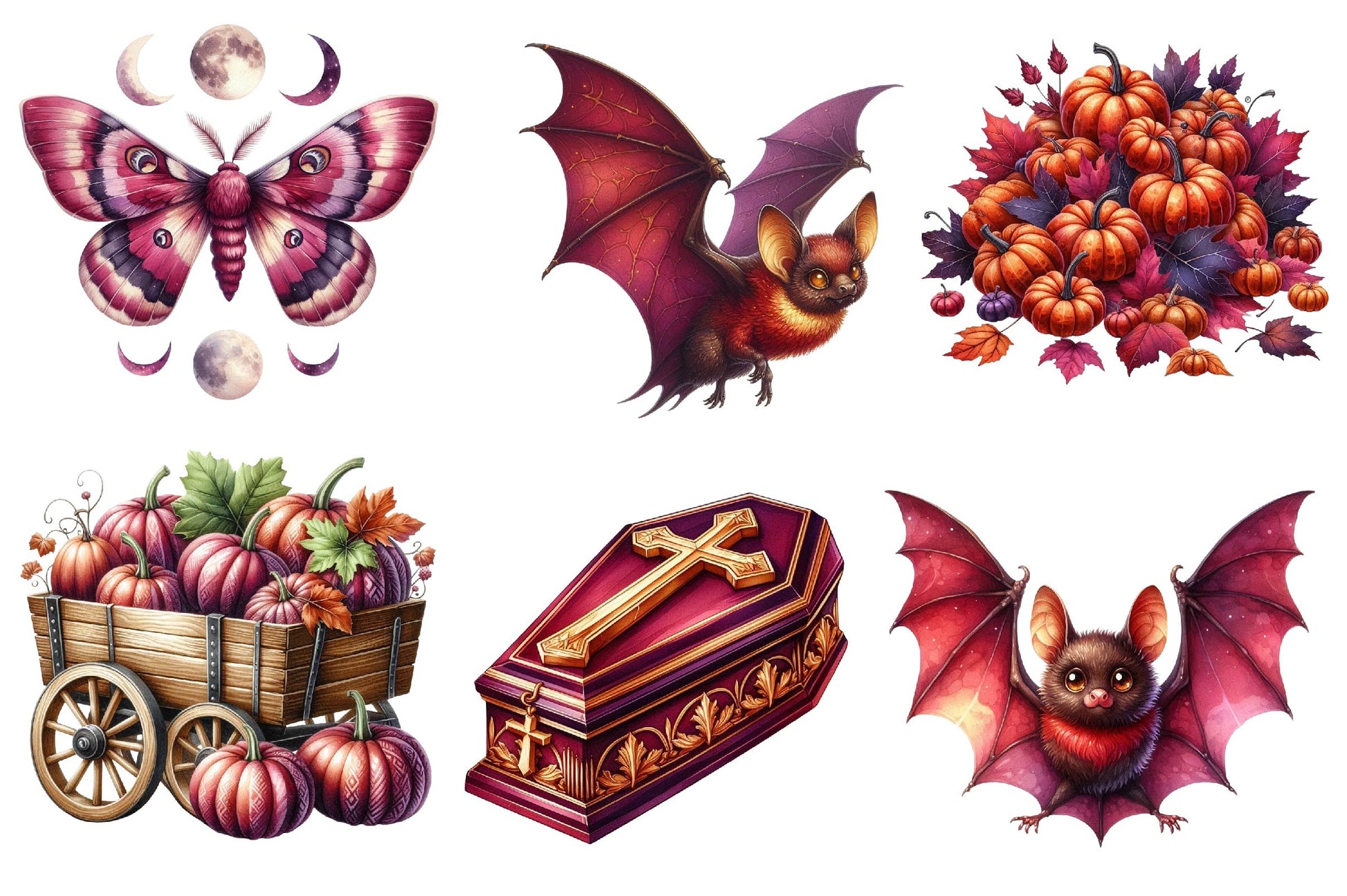 Burgundy & Halloween Clipart Bundle 89 - CraftNest - Digital Crafting and Art