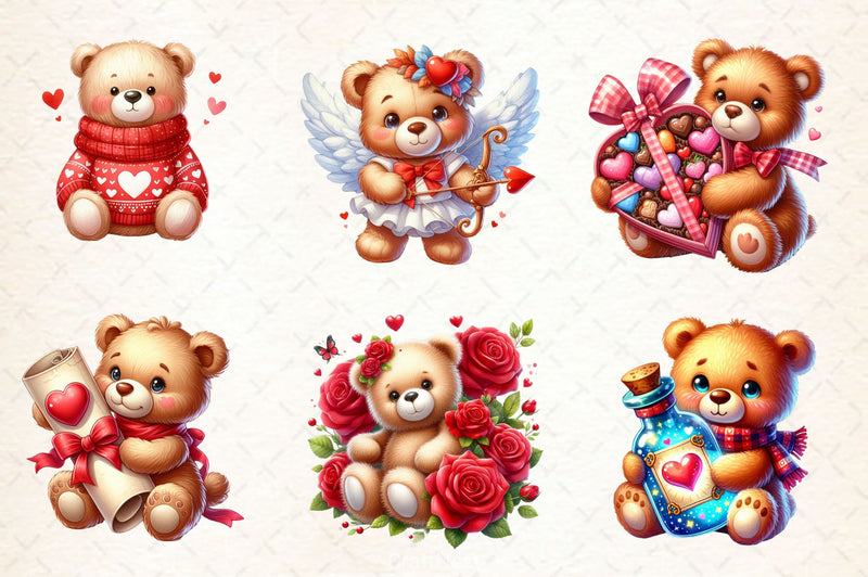 Valentines Day Teddy Bears Clipart Bundle 2 - CraftNest - Digital Crafting and Art