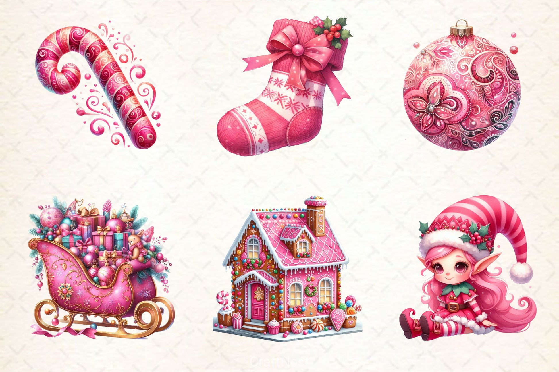 Pink Christmas Clipart Bundle 1 - CraftNest - Digital Crafting and Art