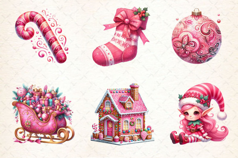 Pink Christmas Clipart Bundle 1 - CraftNest - Digital Crafting and Art