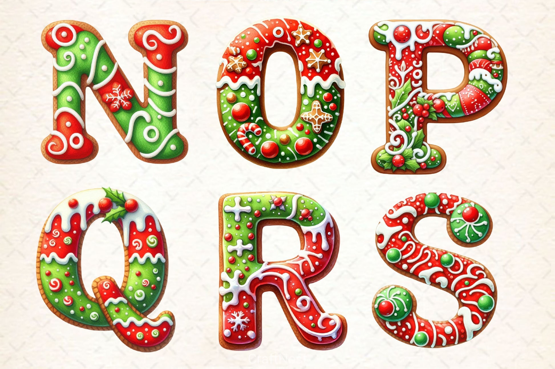 Christmas Gingerbread Alphabet Clipart Bundle - CraftNest - Digital Crafting and Art