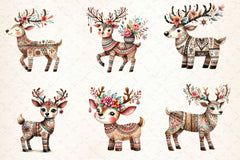 Christmas Boho Reindeer Clipart Bundle - CraftNest - Digital Crafting and Art