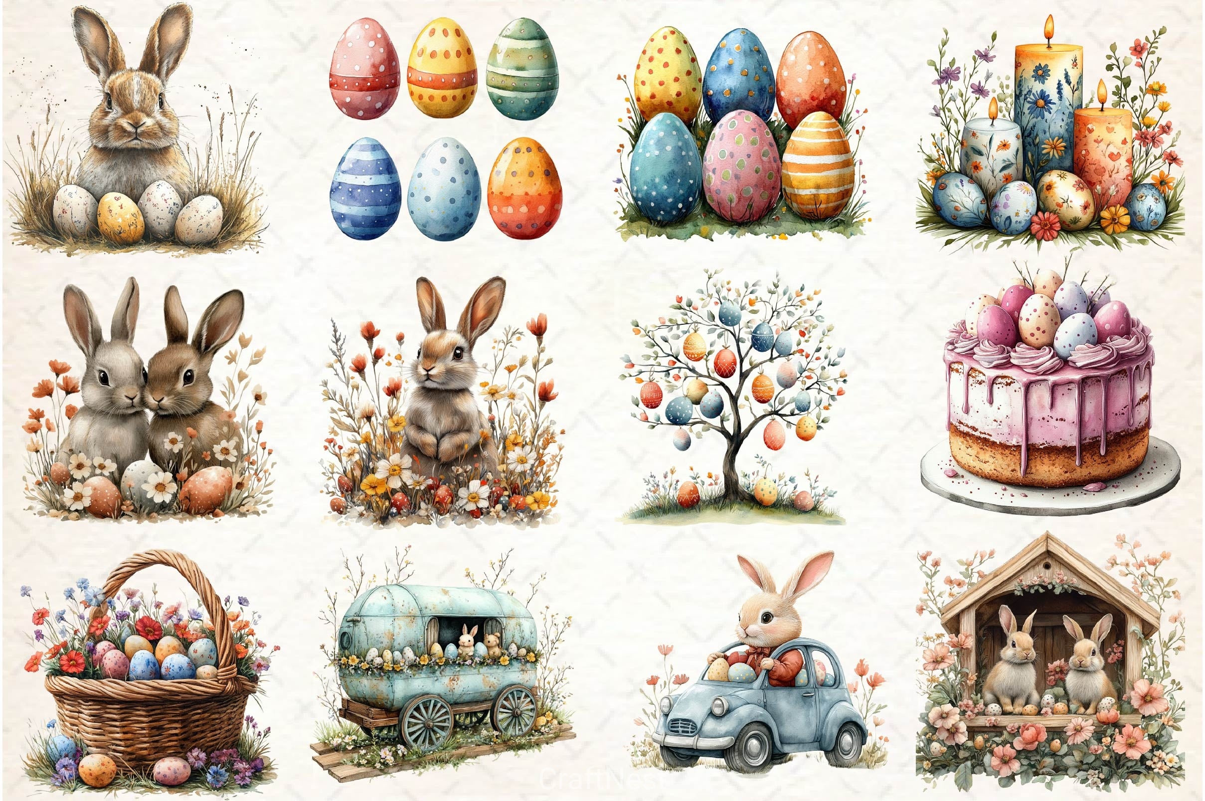 Vintage 1950 Easter Clipart Bundle 2 - CraftNest - Digital Crafting and Art