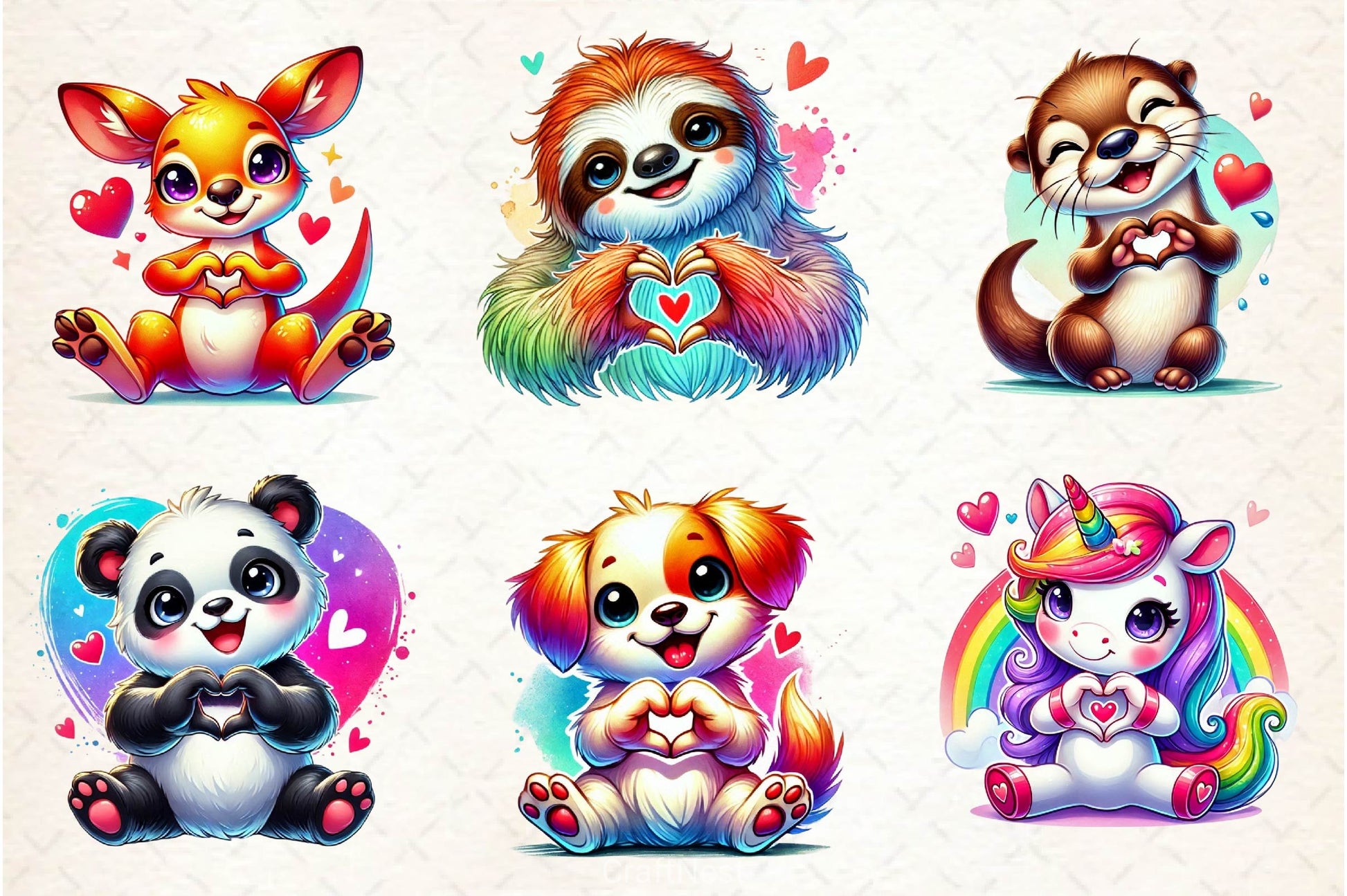 Valentine's Day Animals Clipart Bundle 3 - CraftNest - Digital Crafting and Art