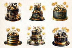 Happy New Year Cake Clipart Bundle - CraftNest - Digital Crafting and Art